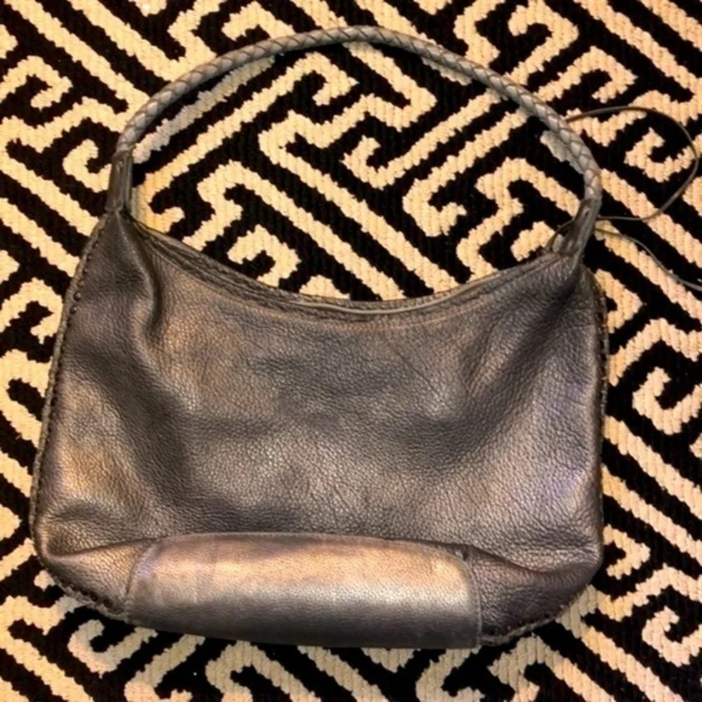 Carlos Falchi Gray Metallic Leather Hobo Purse